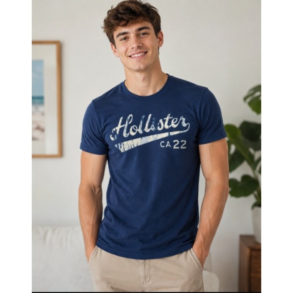 True Y2K Hollister CA 22 Men's Small Muscle Tee Navy Graphic Shirt